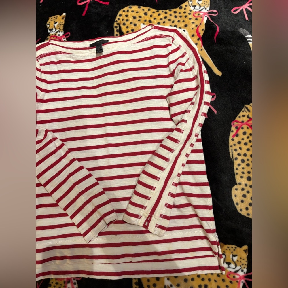 J.Crew Red & White Striped Long Sleeve Top - Picture 6 of 10